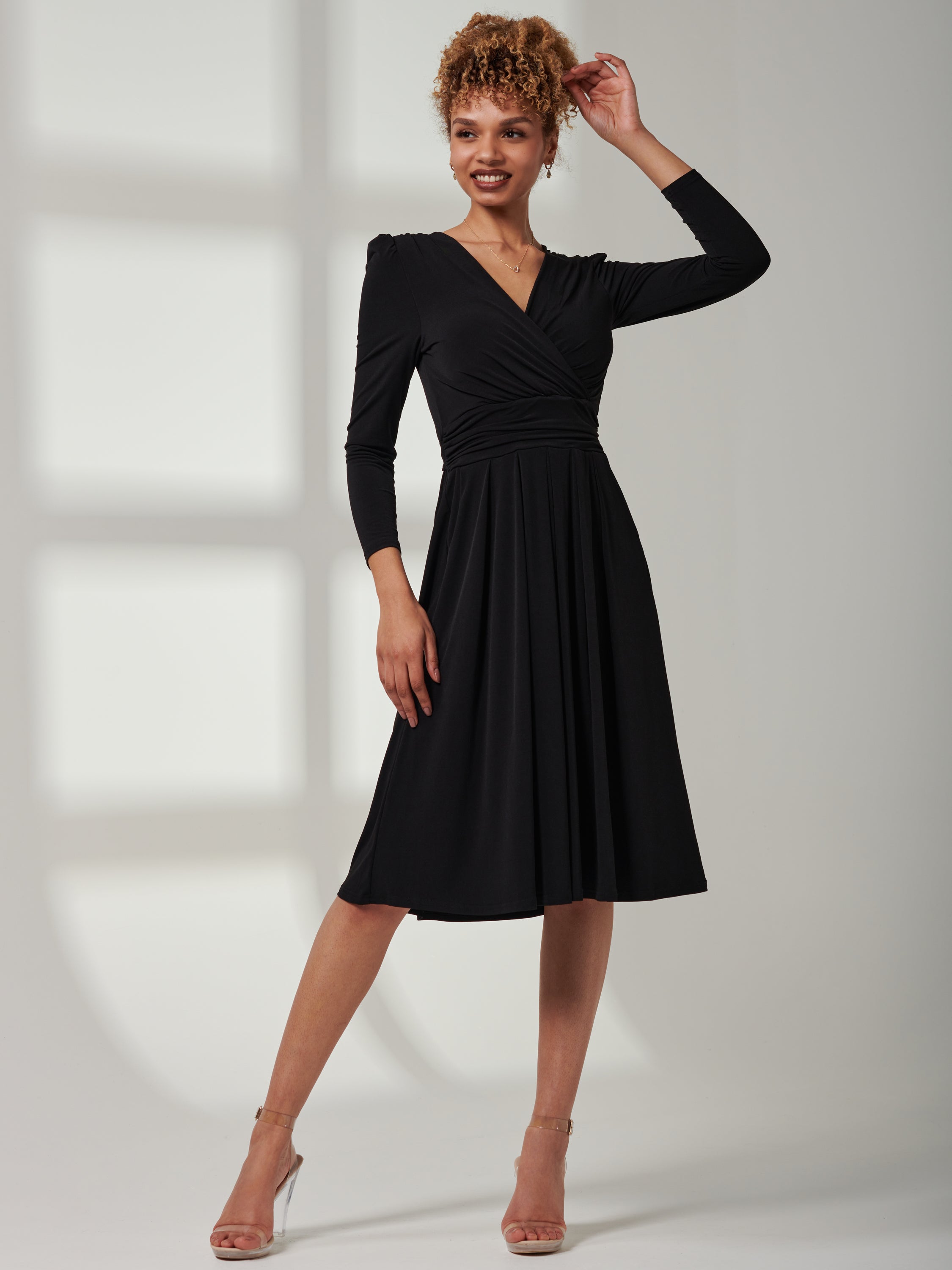 Plain Long Sleeve Jersey Midi Dress, Black – Jolie Moi Retail
