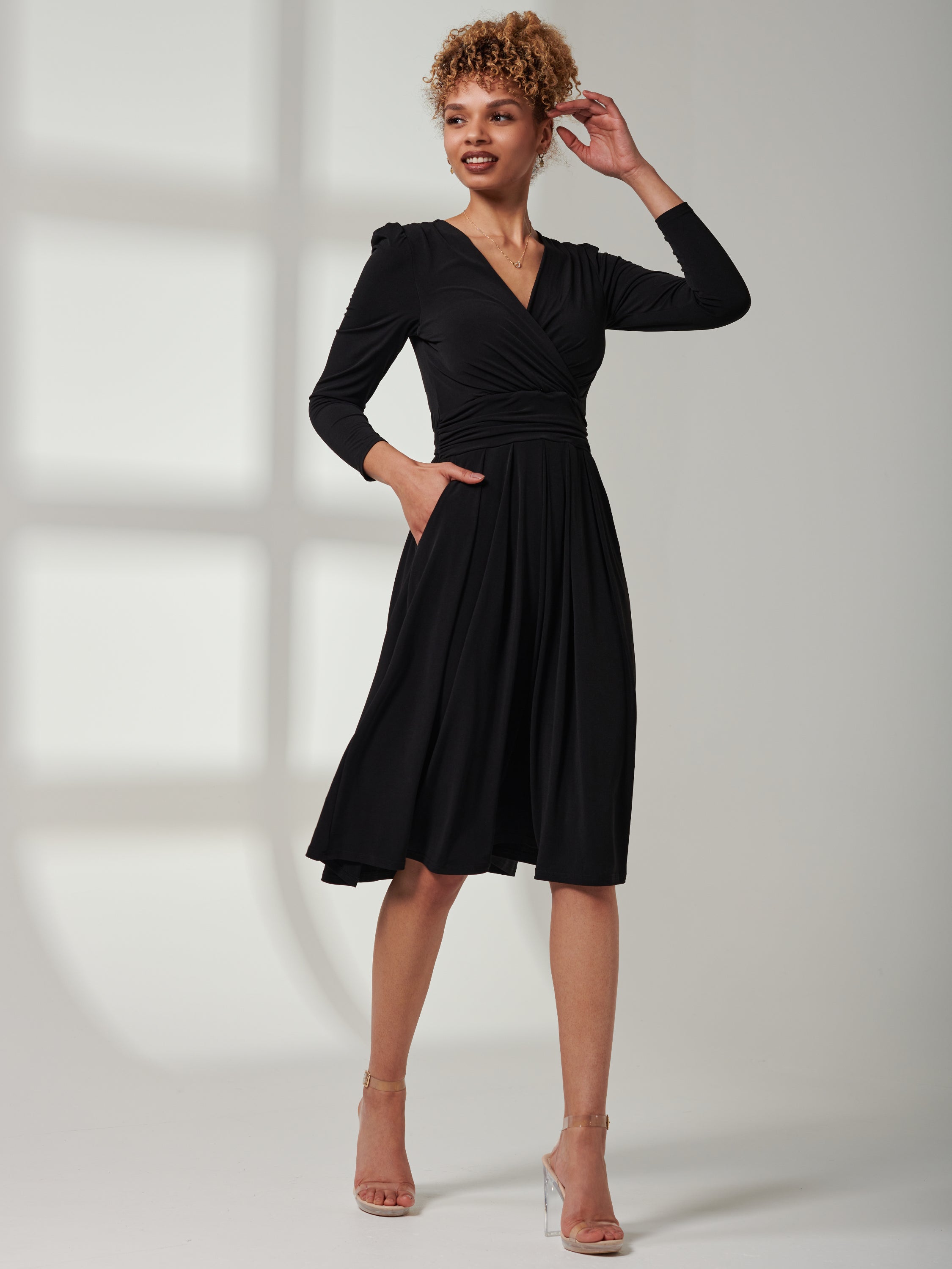 Plain Long Sleeve Jersey Midi Dress, Black – Jolie Moi Retail