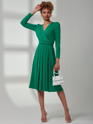 Plain Long Sleeve Jersey Midi Dress, Green Jolie Moi Retail Plain Long Sleeve Jersey Midi Dress, Green Jolie Moi Retail