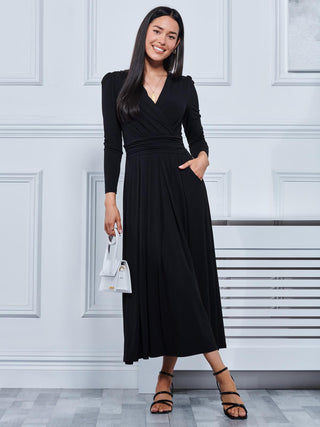 Daylin Jersey Long Sleeve Maxi Dress, Black