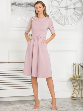 Jolie Moi Fold Over Fit and Flare Midi Dress, Heather