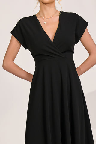 Printed Scuba Dipped Hem Maxi Dress, Black