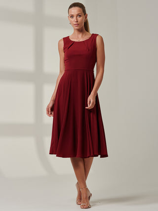 Jolie Moi Black Belted Fit And Flare Dress, Burgundy Jolie Moi Retail Jolie Moi Black Belted Fit And Flare Dress, Burgundy Jolie Moi Retail