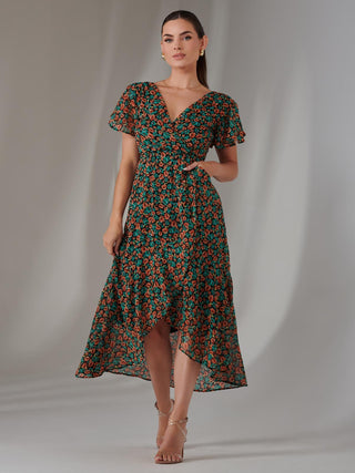 Petite Midaxi Dress, Black Multi