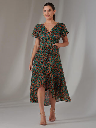 Petite Midaxi Dress, Black Multi