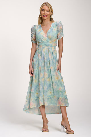 Petite Mesh Print Dip Hem Maxi Dress, Green Multi