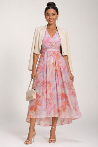 Petite Mesh Print Dip Hem Maxi Dress, Purple Multi