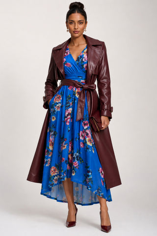 Petite Mesh Print Dip Hem Maxi Dress, Royal Blue Floral