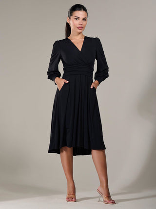 Petite Long Sleeve Soft Silky Jersey Midi Dress, Black Jolie Moi Retail Petite Long Sleeve Soft Silky Jersey Midi Dress, Black Jolie Moi Retail