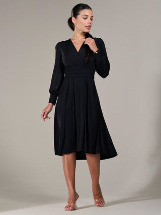 Petite Long Sleeve Soft Silky Jersey Midi Dress, Black Jolie Moi Retail Petite Long Sleeve Soft Silky Jersey Midi Dress, Black Jolie Moi Retail