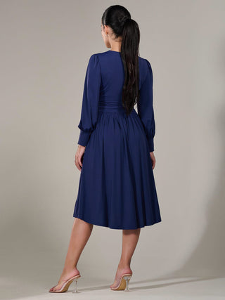 Petite Long Sleeve Soft Silky Jersey Midi Dress, Navy Jolie Moi Retail Petite Long Sleeve Soft Silky Jersey Midi Dress, Navy Jolie Moi Retail