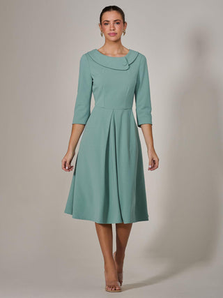 Roll Collar Long Sleeve Midi Dress, Mint Green Jolie Moi Retail Roll Collar Long Sleeve Midi Dress, Mint Green Jolie Moi Retail