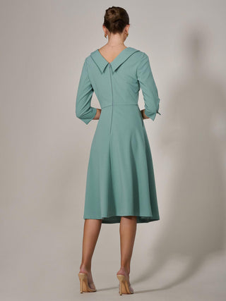 Roll Collar Long Sleeve Midi Dress, Mint Green Jolie Moi Retail Roll Collar Long Sleeve Midi Dress, Mint Green Jolie Moi Retail