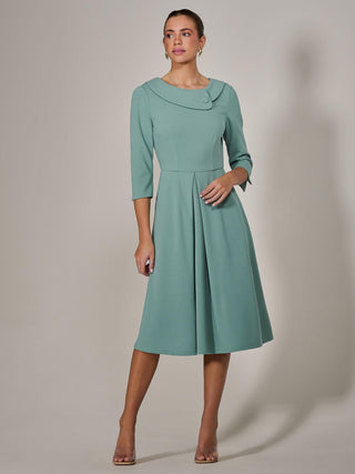 Roll Collar Long Sleeve Midi Dress, Mint Green Jolie Moi Retail Roll Collar Long Sleeve Midi Dress, Mint Green Jolie Moi Retail