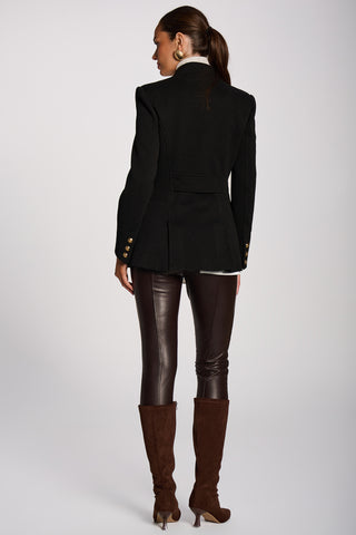 Military Structured Stand Collar Jacket, Black