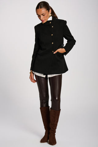 Military Structured Stand Collar Jacket, Black