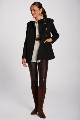 Military Structured Stand Collar Jacket, Black