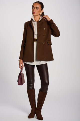 Military Structured Stand Collar Jacket, Brown