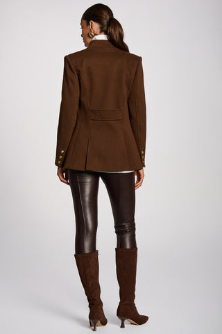 Military Structured Stand Collar Jacket, Brown