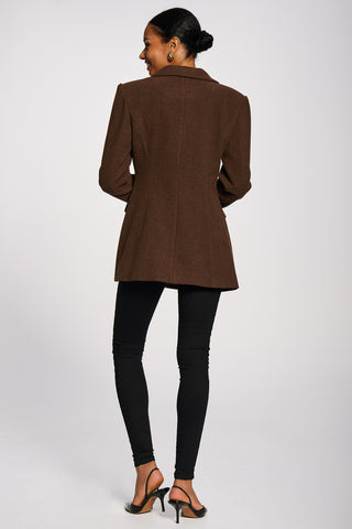 Double-Breasted Tailored Utility Jacket, Chocolate Brown