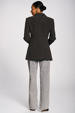 Double-Breasted Tailored Utility Jacket, Dark Grey