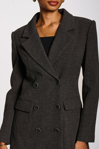 Double-Breasted Tailored Utility Jacket, Dark Grey