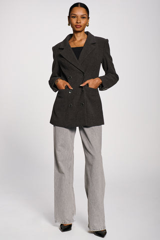 Double-Breasted Tailored Utility Jacket, Dark Grey