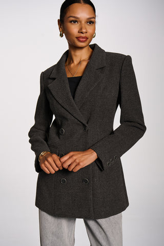 Double-Breasted Tailored Utility Jacket, Dark Grey