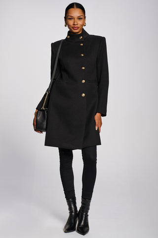 Asymmetrical Button Detail Jacket, Black