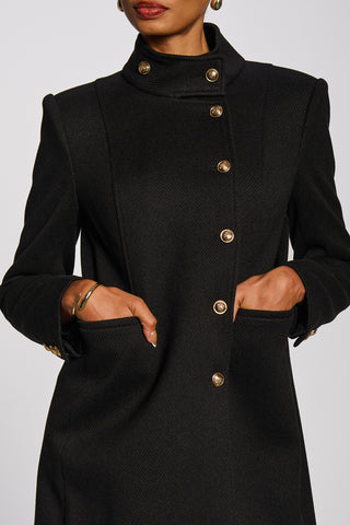 Asymmetrical Button Detail Jacket, Black