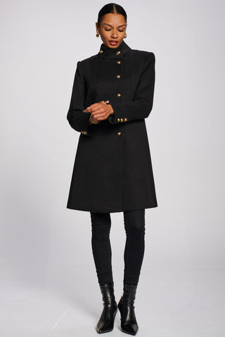 Asymmetrical Button Detail Jacket, Black