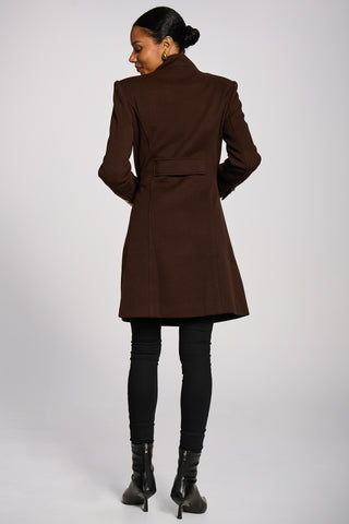 Asymmetrical Button Detail Jacket, Dark Brown