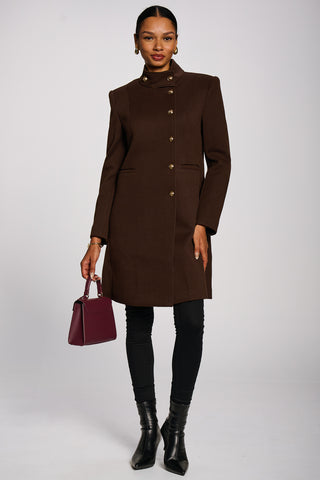 Asymmetrical Button Detail Jacket, Dark Brown