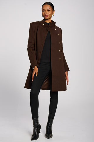 Asymmetrical Button Detail Jacket, Dark Brown