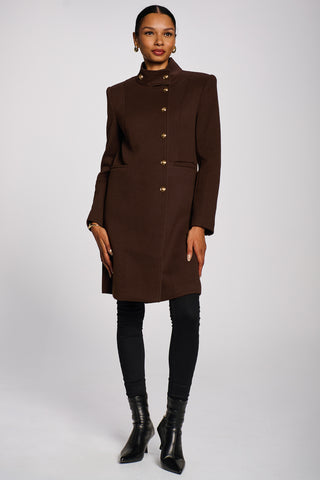 Asymmetrical Button Detail Jacket, Dark Brown