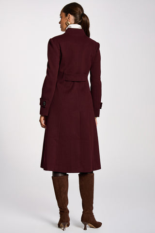 Military Asymmetrical Button Jacket, Burgundy