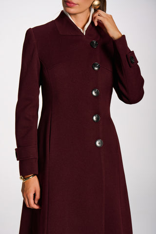 Military Asymmetrical Button Jacket, Burgundy