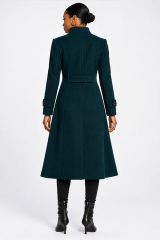 Military Asymmetrical Button Jacket, Dark Green