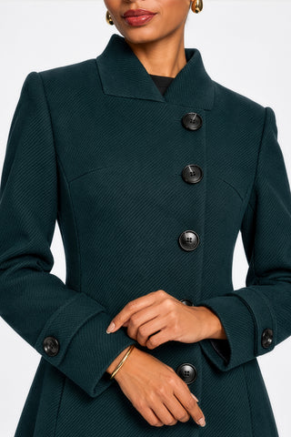 Military Asymmetrical Button Jacket, Dark Green