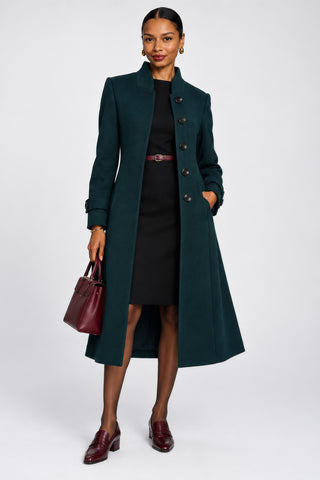 Military Asymmetrical Button Jacket, Dark Green