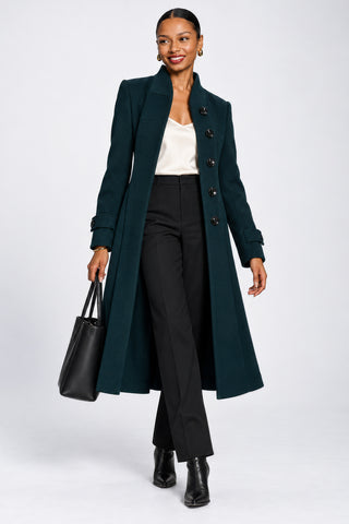 Military Asymmetrical Button Jacket, Dark Green
