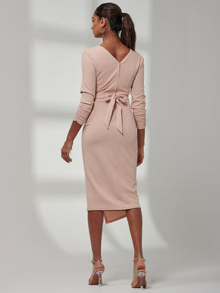 Violetta 3/4 Sleeve Bodycon Dress, Blush