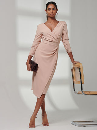 Violetta 3/4 Sleeve Bodycon Dress, Blush