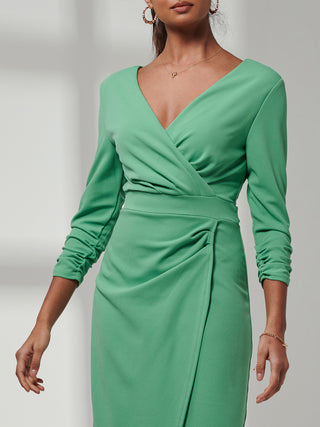 Violetta 3/4 Sleeve Bodycon Dress, Green Jolie Moi Retail Violetta 3/4 Sleeve Bodycon Dress, Green Jolie Moi Retail
