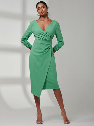 Violetta 3/4 Sleeve Bodycon Dress, Green