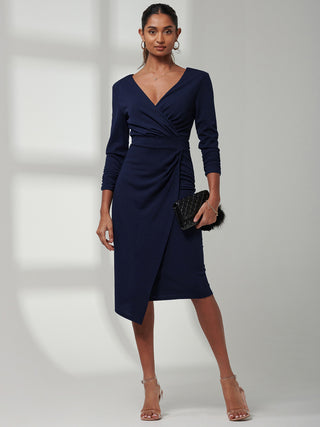 Violetta 3/4 Sleeve Bodycon Dress, Navy