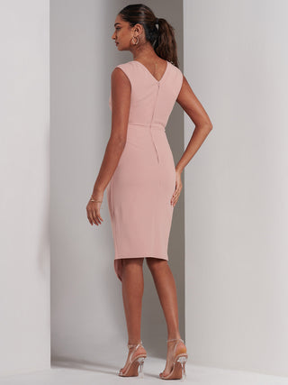 Kiana Wrap Ruched Bodycon Dress, Dusty Pink Jolie Moi Retail Kiana Wrap Ruched Bodycon Dress, Dusty Pink Jolie Moi Retail