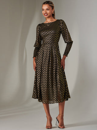Puff Sleeve Gold Spotty Midaxi Dress, Black Jolie Moi Retail Puff Sleeve Gold Spotty Midaxi Dress, Black Jolie Moi Retail