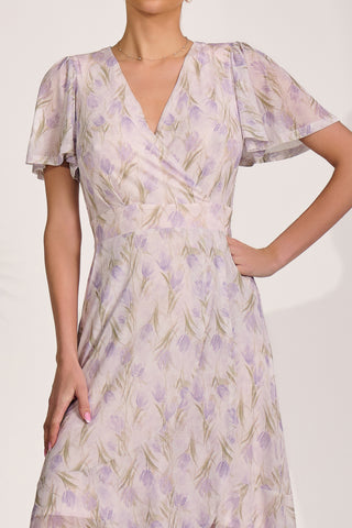 Mesh Wrap Midaxi Dress, Multi Floral