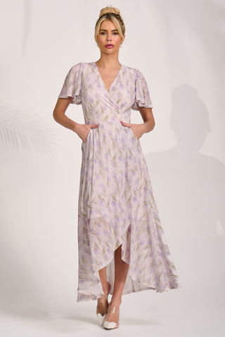 Mesh Wrap Midaxi Dress, Multi Floral
